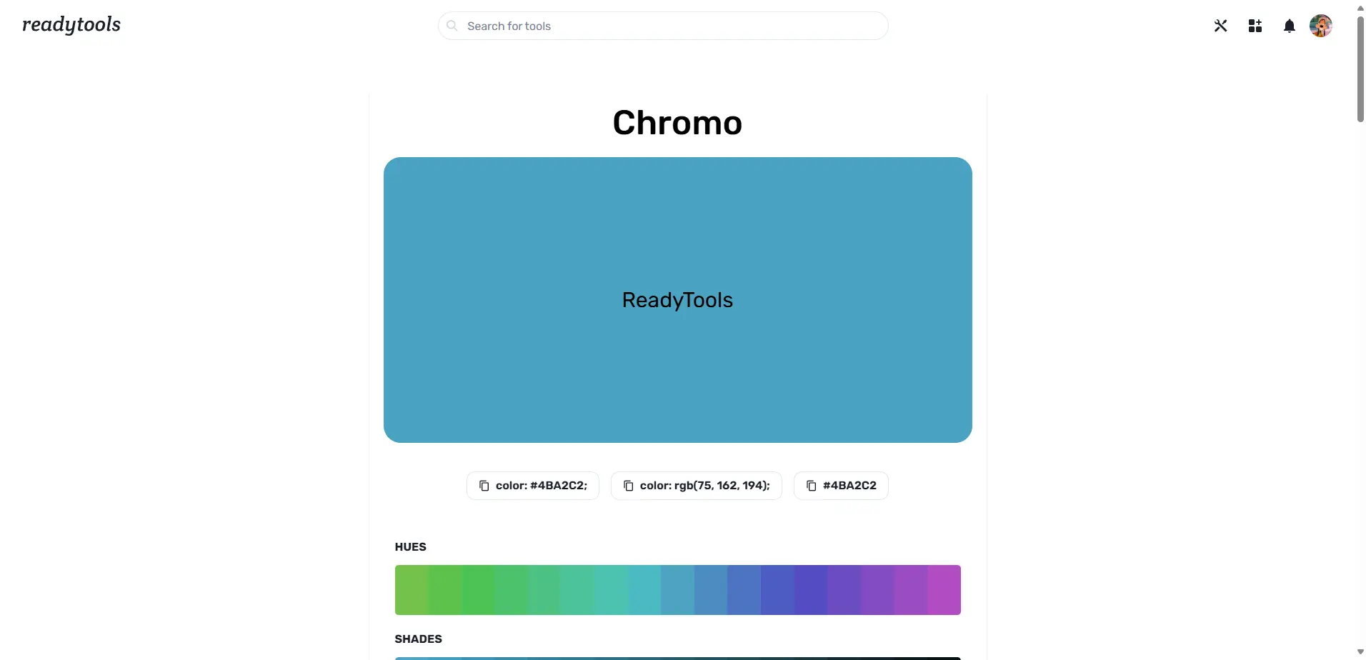 Vista previa de la base de datos de colores Chromo